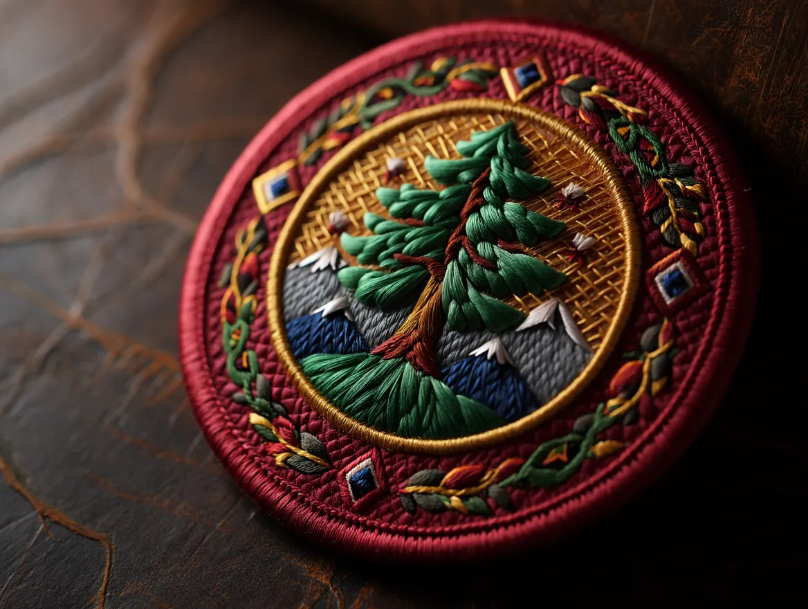 Embroidered Heritage Patch with intricate textile design